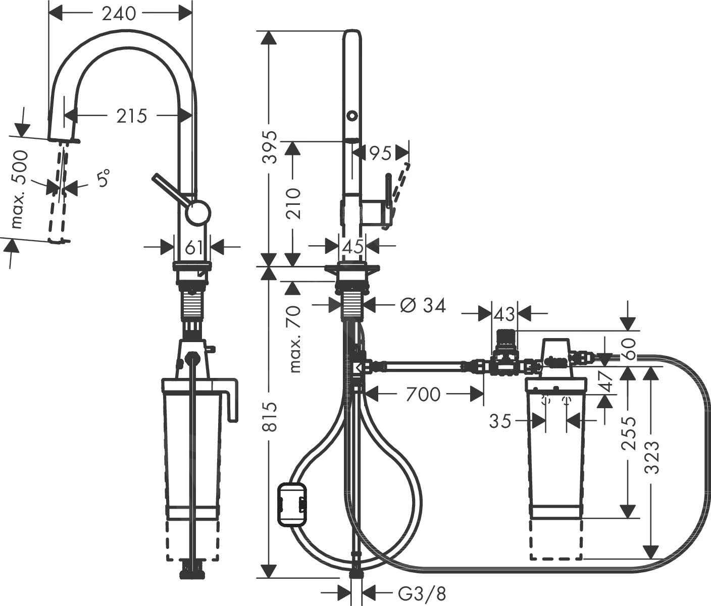 Hansgrohe Aqittura M91 - Miscelatore Da Lavello, Con Bocca Di Erogazione Estraibile E Funzione Di Filtraggio, Cromo 76801000 4 Hansgrohe Aqittura M91 - Miscelatore Da Lavello, Con Bocca Di Erogazione Estraibile E Funzione Di Filtraggio, Cromo 76801000 - immagine 2