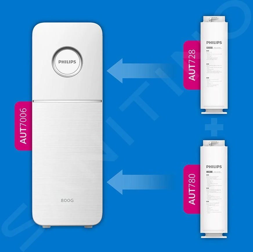 Philips Filtraggio - Dispositivo Di Filtraggio Sottolavello, 2 Filtri A Osmosi Inversa, Capacità 2,1 L/min, Compreso Miscelatore Smart AUT7006/10 13 Philips Filtraggio - Dispositivo Di Filtraggio Sottolavello, 2 Filtri A Osmosi Inversa, Capacità 2,1 L/min, Compreso Miscelatore Smart AUT7006/10 - immagine 11
