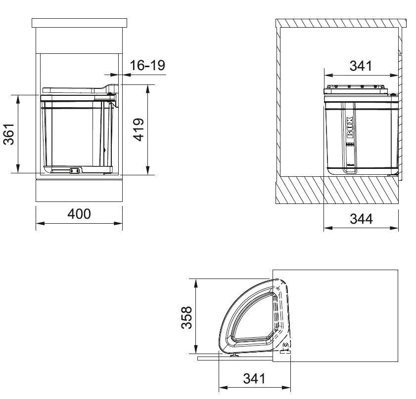 Franke Differenziatori - Cestino Portarifiuti Incorporato Pivot, Nero 121.0307.563 4 Franke Differenziatori - Cestino Portarifiuti Incorporato Pivot, Nero 121.0307.563 - immagine 2