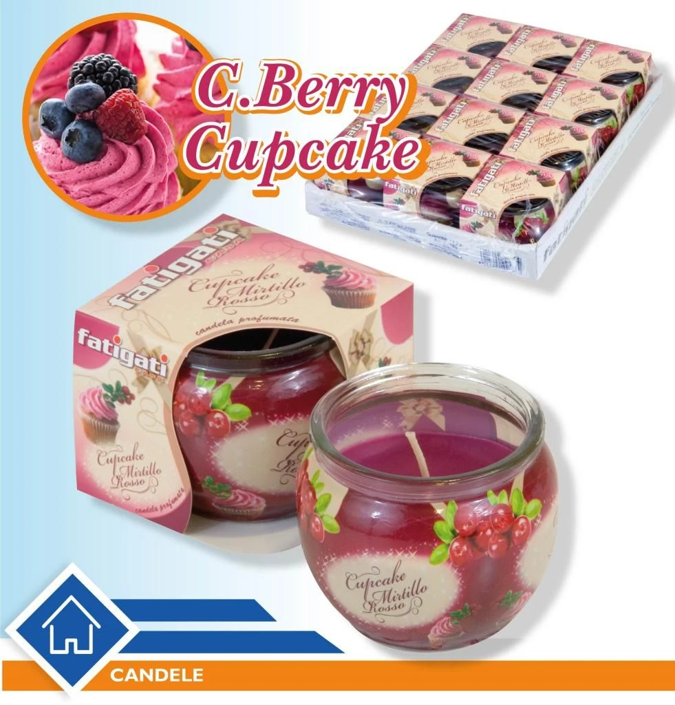 VASETTO IN VETRO CON CANDELA CUPCAKE E MIRTILLO ROSSO 3 VASETTO IN VETRO CON CANDELA CUPCAKE E MIRTILLO ROSSO