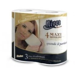CARTA IGIENICA 4 MAXI ROTOLONI NIVES, 3 VELI PROFUMATI