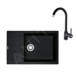 Franke Set - Set Da Cucina G170, Lavello In Fragranite MRG 611-78 BB E Miscelatore FN 9000.071, Onice 114.0587.967